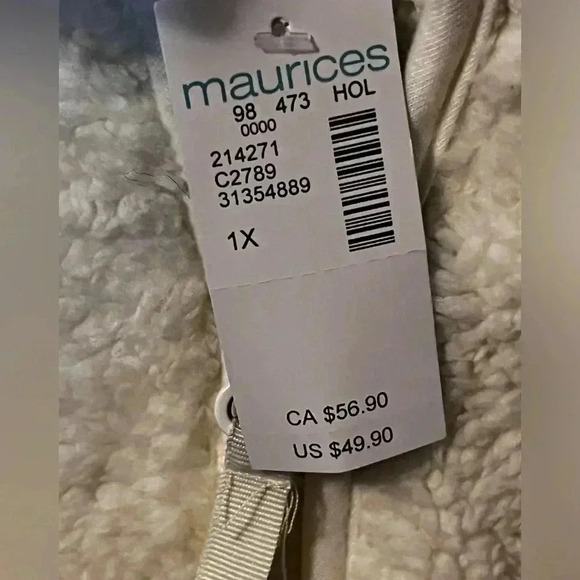 NWT Maurice’s Women’s Ivory Super Soft And Warm Fleece Vest  Size 1X Fall Fuzzy - Picture 6 of 6